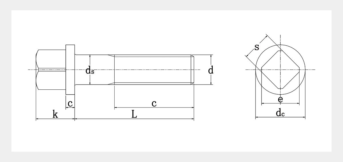 Square Head Bolts With Collar 2D Square Head Bolts With Collar 2D